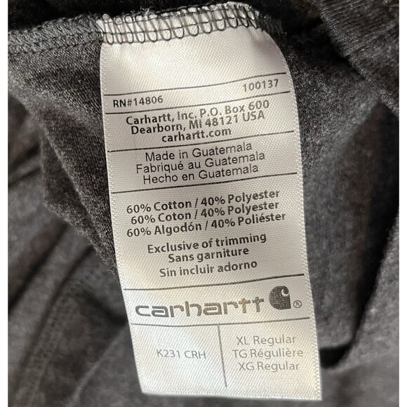 Carhartt Shirt Mens XL Heavyweight T-Shirt Long Sleeve Graphic Spell Out Gray - Picture 7 of 10